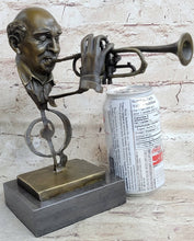 Load image into Gallery viewer, Bronzhaus - Abstract Bronze Metal Bust Sculpture Statue of Trumpet Player on Marble Base Signed Art