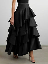 Load image into Gallery viewer, FurDecoration - Chic A-Line High-Waisted Ruffle Solid Color Skirt: NAVY BLUE / L