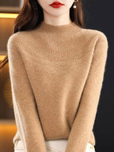 Load image into Gallery viewer, VividLux - Office Raglan Sleeve Hollow Solid Color High-Neck Sweater Tops: ORANGE / M