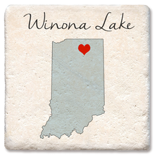 Load image into Gallery viewer, Tipsy Coasters & Gifts - Custom Love Your Town State Silhouette Heart Coaster: Ceramic