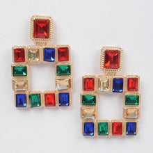 Load image into Gallery viewer, 3AM BY H&D ACCESSORIES - Rhinestone Square Earring: Fuschia
