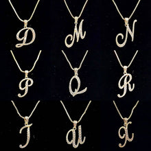 Load image into Gallery viewer, Diacly - Cursive Initial Alphabet Letter Monogram CZ Pendant Small-Gold: K