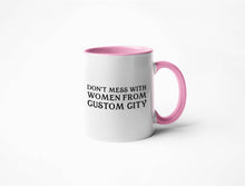 Load image into Gallery viewer, Calm Down Caren - Don't Mess With Women From... - CUSTOM Coffee Mug: 11 oz. / Yellow
