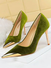 Load image into Gallery viewer, VividLux - Pointed-Toe Shallow Cut Split-Joint Pumps: GREEN / 38