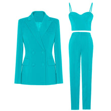 Load image into Gallery viewer, Productseeker - SET062 Elegant Women’s Suit Set: Blazer, Bra Top, & Pants: Rose Red / English / M
