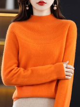 Load image into Gallery viewer, VividLux - Office Raglan Sleeve Hollow Solid Color High-Neck Sweater Tops: ORANGE / M