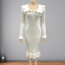 Load image into Gallery viewer, Rosa Clothing - Vintage Ruffled Panelled Sweater Dress: Black / S