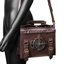 Load image into Gallery viewer, ACCITY - RETRO CLOCK DECORATIVE PUNK SHOULDER BAG_CWAB0629: COFFEE / (OS) 1