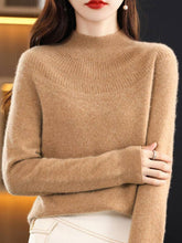 Load image into Gallery viewer, VividLux - Office Raglan Sleeve Hollow Solid Color High-Neck Sweater Tops: ORANGE / M