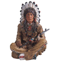 Load image into Gallery viewer, MLC HOME - 14"H Indian Chief Sit Native American Figurine Home Decor