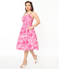 Load image into Gallery viewer, Unique Vintage - Barbie x UV Pink Barbie Print Swing Dress: M/6-8