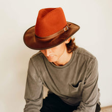 Load image into Gallery viewer, American Hat Makers - Wool Felt Leather Outdoor Fedora Style - Summit: Saddle / LG