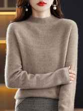 Load image into Gallery viewer, VividLux - Office Raglan Sleeve Hollow Solid Color High-Neck Sweater Tops: ORANGE / M
