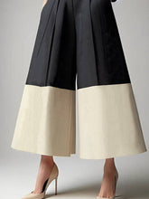 Load image into Gallery viewer, Sheer Trend - High Waisted Loose Contrast Color No Belt Pleated Pockets Pants Trousers: BLACK / XL