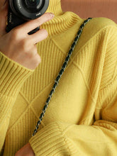 Load image into Gallery viewer, ShieldChic - Loose Rhombus Solid Color High-Neck Sweater Tops: CAMEL / M