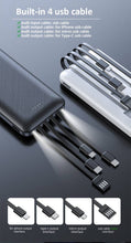 Load image into Gallery viewer, Mila Wholesale - 10,000 mAh Powerbanks with 3-in-1 Charging Cables: Black