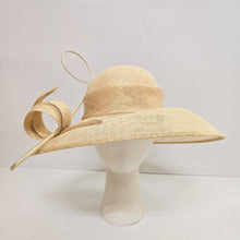 Load image into Gallery viewer, KaKyCo - Asymmetric brim w/round crown sinamay hat fascinator |125057: Olive Green