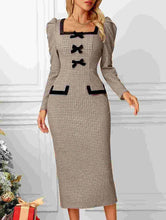 Load image into Gallery viewer, Lovenne - Plaid long-sleeved sexy tight hip skirt: KHAKI / (L) 1