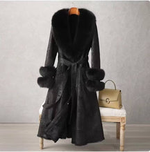 Load image into Gallery viewer, Productseeker - CT074Y Elegant Mid-Length Faux Fur Coat with Fox Fur Collar: Black / English / S