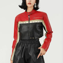 Load image into Gallery viewer, ShieldChic - Color Block Motorcycle Jacket: BLACK / M