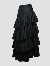 Load image into Gallery viewer, FurDecoration - Chic A-Line High-Waisted Ruffle Solid Color Skirt: BLACK / M