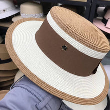 Load image into Gallery viewer, ACCITY - Designer fashion flat top straw hat for women_CWAH3438: Black / (M) 1