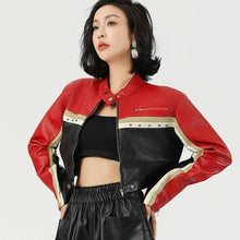 Load image into Gallery viewer, ShieldChic - Color Block Motorcycle Jacket: BLACK / M