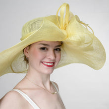 Load image into Gallery viewer, KaKyCo - Rose Veil Trim Off Face Floppy Sinamay Hats | 117145: YELLOW
