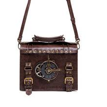 Load image into Gallery viewer, ACCITY - RETRO CLOCK DECORATIVE PUNK SHOULDER BAG_CWAB0629: COFFEE / (OS) 1