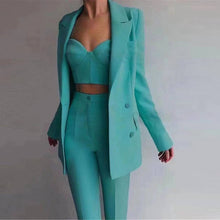 Load image into Gallery viewer, Productseeker - SET062 Elegant Women’s Suit Set: Blazer, Bra Top, & Pants: Rose Red / English / M