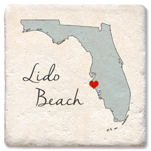 Load image into Gallery viewer, Tipsy Coasters & Gifts - Custom Love Your Town State Silhouette Heart Coaster: Ceramic