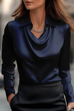Load image into Gallery viewer, NINEXIS - CWTBLL01202_2025 FALL WINTER DRAPED NECK LONG SLEEVE BLOUSE: GREY / (M) 1
