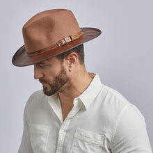 Load image into Gallery viewer, American Hat Makers - Wool Felt Leather Outdoor Fedora Style - Summit: Saddle / LG