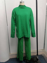 Load image into Gallery viewer, ShieldChic - Loose Solid Color High-Neck Sweater Tops&Pants Suits: GREEN / M