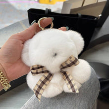 Load image into Gallery viewer, FurDecoration - Real Fur Teddy Bear Bag Charm Keychain For Car Keys: Pink
