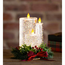 Load image into Gallery viewer, Evergreen Enterprises - 8" LED Spinning Water Candle with Artificial and Bow