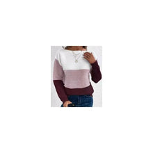 Load image into Gallery viewer, ShieldChic - Knitted Sweater Color Block Round Neck Long Sleeve: GRAY / M