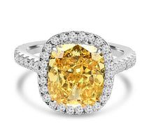 Load image into Gallery viewer, Diamond Veneer Travel Jewelry - 5CT Radiant Cushion Diamond Veneer Cubic Zirconia Ring. 800R066: 7 / Canary