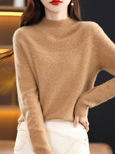 Load image into Gallery viewer, VividLux - Office Raglan Sleeve Hollow Solid Color High-Neck Sweater Tops: ORANGE / M
