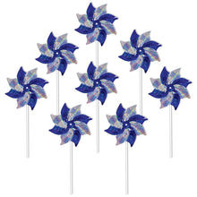 Load image into Gallery viewer, In the Breeze, LLC. - Blue & Silver Mylar Pinwheels - 8 PC