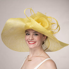 Load image into Gallery viewer, KaKyCo - Rose Veil Trim Off Face Floppy Sinamay Hats | 117145: YELLOW