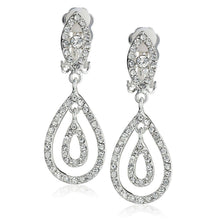 Load image into Gallery viewer, Diacly - Marquise Double Pear Clipon Earrings: Silver-Clear