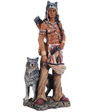 Load image into Gallery viewer, MLC HOME - 17"H Indian Warrior Wolf Native American Figurine Home Decor