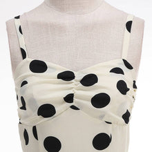 Load image into Gallery viewer, SALINA TRADING INC - Vintage French Polka Dot Tie Back Sleeveless Dress: Cream with Black Dots / S