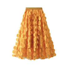 Load image into Gallery viewer, ACCITY - 3D Polka Dot Tulle A-Line Flared Midi Skirt_CWBMS0379: Black / (OS) 1
