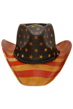Load image into Gallery viewer, Cap Zone - Braided Belt Rustic American Flag Straw Cowboy Hat: Tan