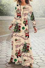Load image into Gallery viewer, NINEXIS - CWDMD01222_ROUND NECK LONG SLEEVE CHRISTMAS LONG DRESS: BEIGE / (L) 1