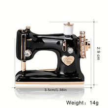 Load image into Gallery viewer, Magnifique Hearts - Vintage Styled Sewing Machine Brooch – Black & Gold