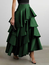 Load image into Gallery viewer, FurDecoration - Chic A-Line High-Waisted Ruffle Solid Color Skirt: NAVY BLUE / M