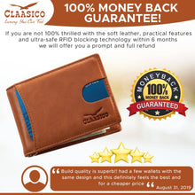 Load image into Gallery viewer, Claasico - Small bifold leather money clip wallet with pull strap: California Dessert